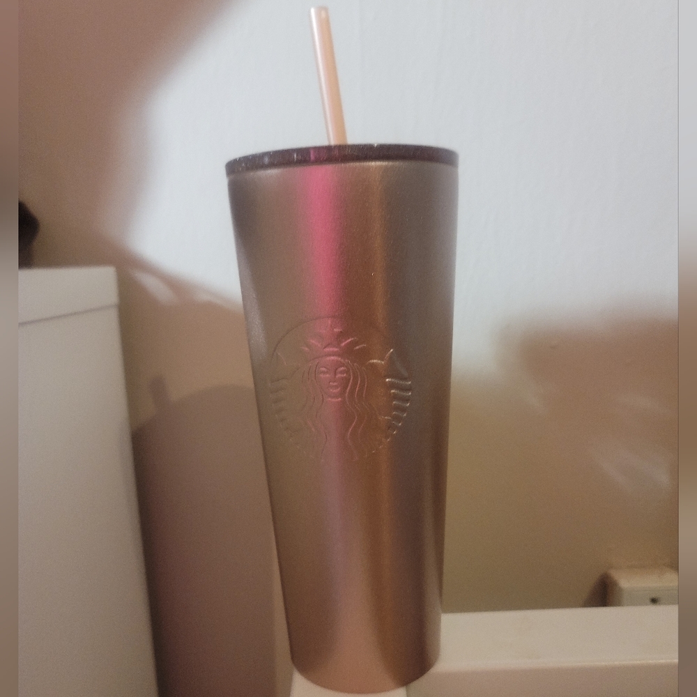 Starbucks 2018 Rose Gold Stainless Steel Glitter Lid Tumbler BNWT